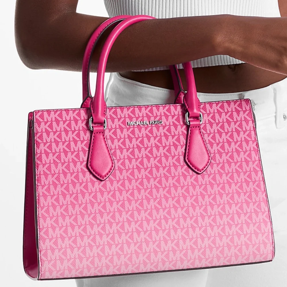 Michael Kors Sheila Medium Ombré Signature CZ Logo Satchel Crossbody Center - Picture 4 of 16